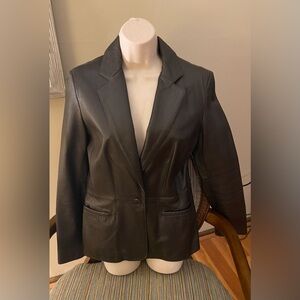 Vintage Moda International Brown Leather Blazer Jacket